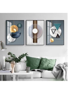 FASHION HOME 3PCS Wall Art Bright Style Minimalist Decor Modern Abstract Canvas Prints Poster Picture Framed Paintings Decorations  - Image 3