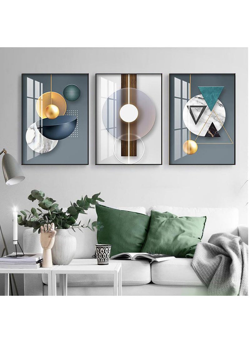 FASHION HOME 3PCS Wall Art Bright Style Minimalist Decor Modern Abstract Canvas Prints Poster Picture Framed Paintings Decorations  - Image 3