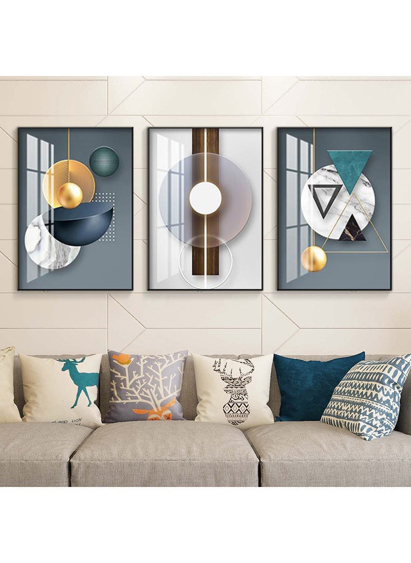 FASHION HOME 3PCS Wall Art Bright Style Minimalist Decor Modern Abstract Canvas Prints Poster Picture Framed Paintings Decorations  - Image 4