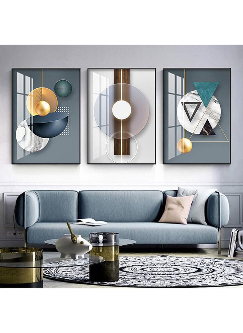 FASHION HOME 3PCS Wall Art Bright Style Minimalist Decor Modern Abstract Canvas Prints Poster Picture Framed Paintings Decorations  - Image 5