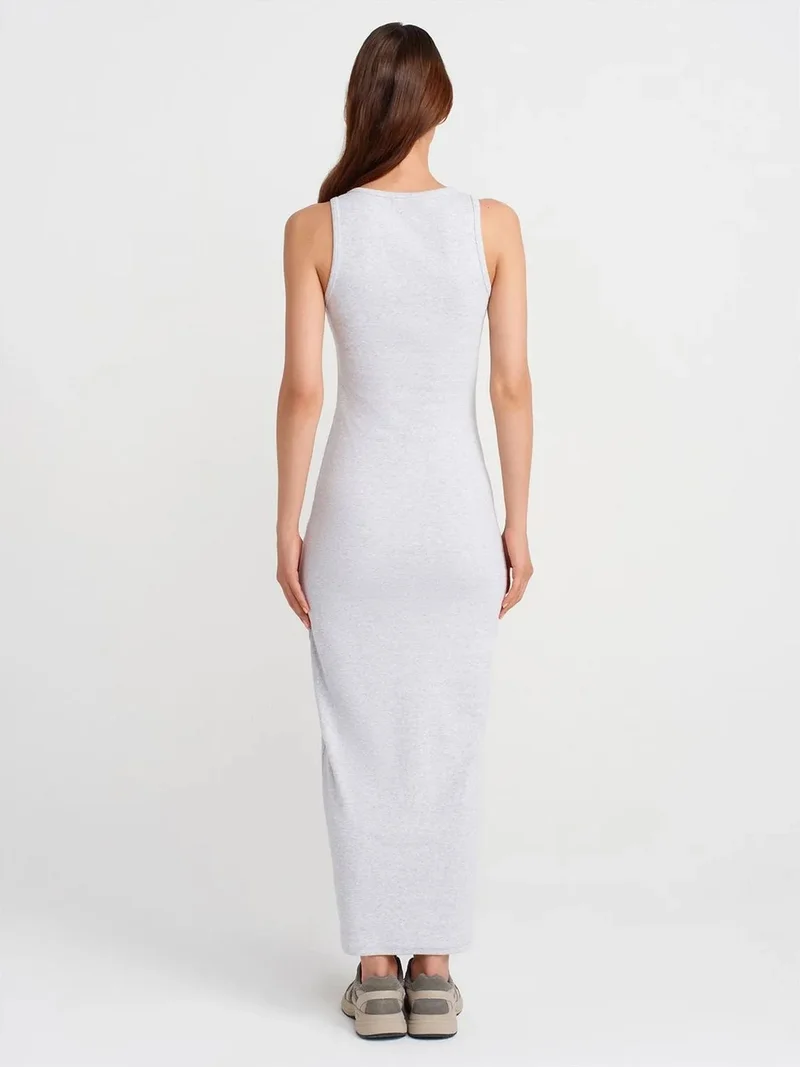 Dilvin DILVIN Ribbed Cotton Blend Sleeveless Maxi Dress