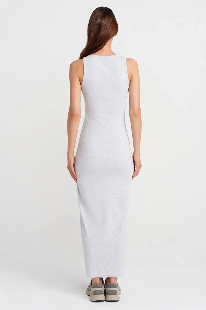 ديلفين DILVIN Ribbed Cotton Blend Sleeveless Maxi Dress