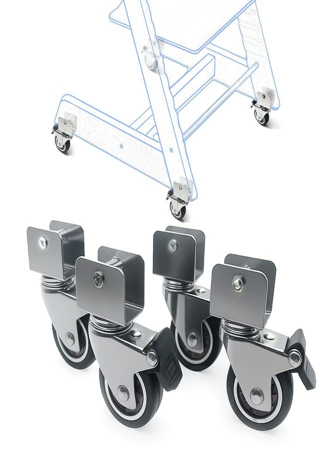 مجموعة من 4 عجلات شديدة التحمل متوافقة مع كرسي الطعام Stokke Tripp Trapp - عجلات صامتة مقاس 2 بوصة مع دعامات فولاذية مطلية بالكروم، دوران 360 درجة، تصميم مقاوم للخدش، يتحمل وزن 176 رطلاً (1 STE) - Image 1