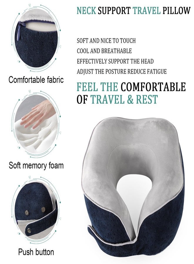 Gosider Neck Pillow for Traveling Airplane Breathable Travel Neck Pillow for Airplane 100% U Shape Memory Foam Portable Travel Pillow for Car Home Office Traveling Flight Headrest Sleep Navy Blue - Image 3