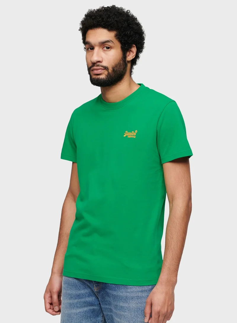 سوبر دراي Logo Embroidered Crew Neck T-Shirt