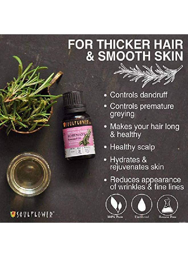 Soulflower زيت أساسي من إكليل الجبل والخزامى لجهاز استنشاق البخار لعلاج حب الشباب وصحة الشعر والبشرة 100% زيت طبيعي نقي غير مخفف معتمد من إيكوسيرت كوزموس العضوي عبوة من 2 - Image 4