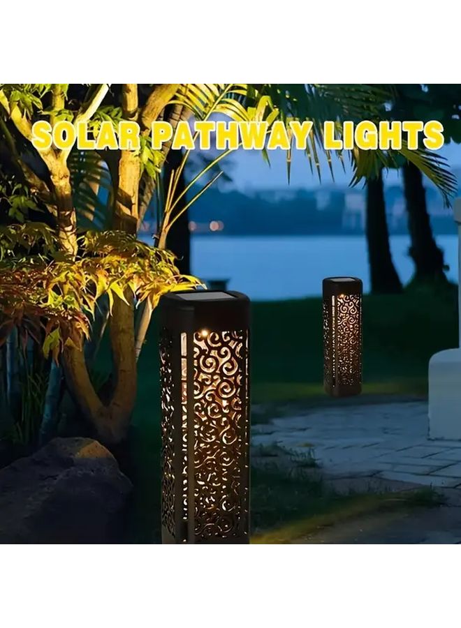 8pcs Solar Powered Retro Hollow Path Lights Warm White LED For Garden Lawn Park - Image 3