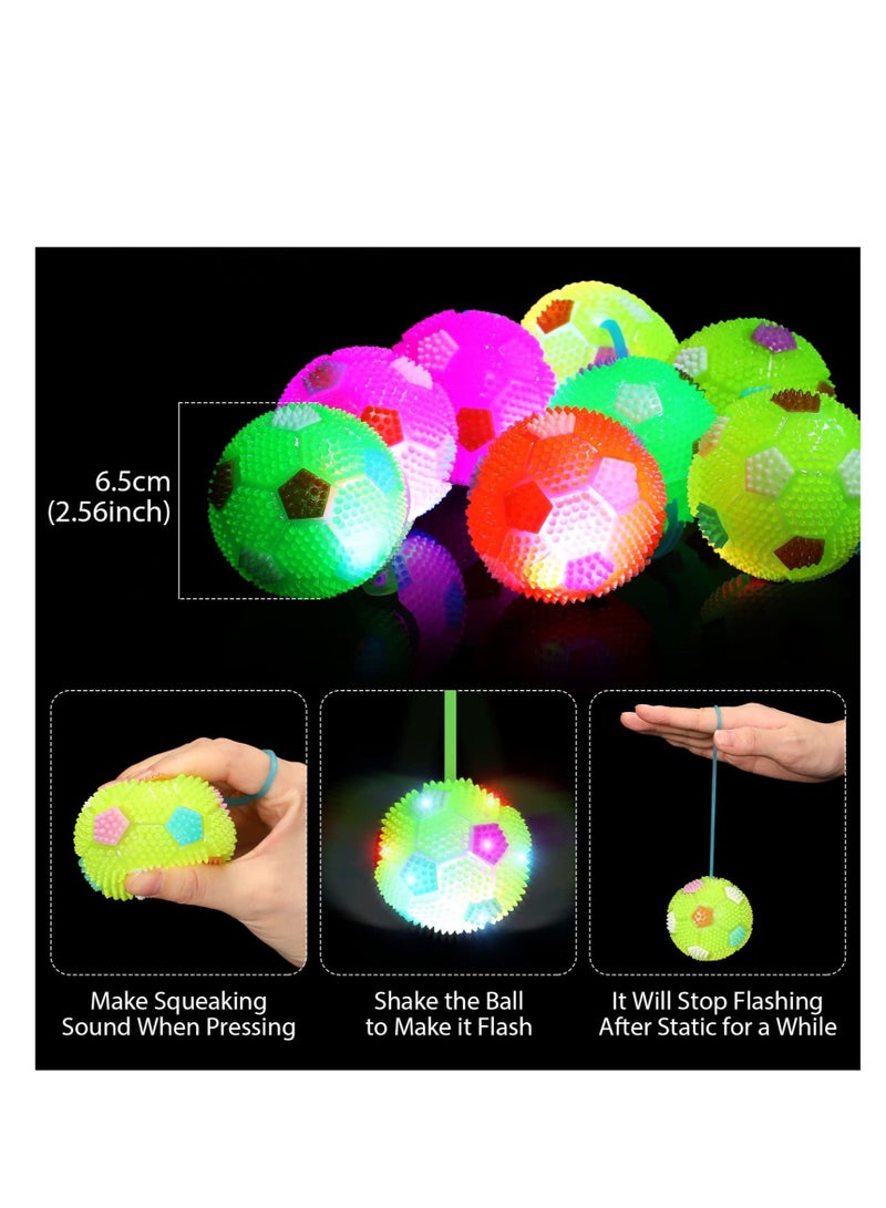 Excefore Relief Fidget Spiky Stress Soccer Balls, Kid Light up LED Bouncy Ball, Bulk Glow in the Dark LED Flashing Balls, Sensory Stress Relief Fidget Toy, for Adults, Teens and Children - Image 2