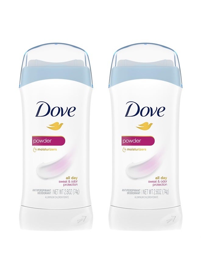 Dove Invisible Solid Antiperspirant Deodorant Stick for Women, Powder, For All Day Underarm Sweat & Odor Protection 2.6 oz, 2 Count - Image 1