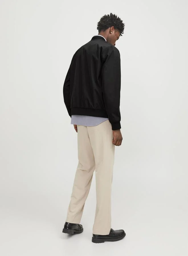 JACK & JONES Solid Bomber Jacket with Ribbed Cuff