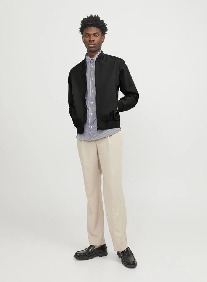 JACK & JONES Solid Bomber Jacket with Ribbed Cuff