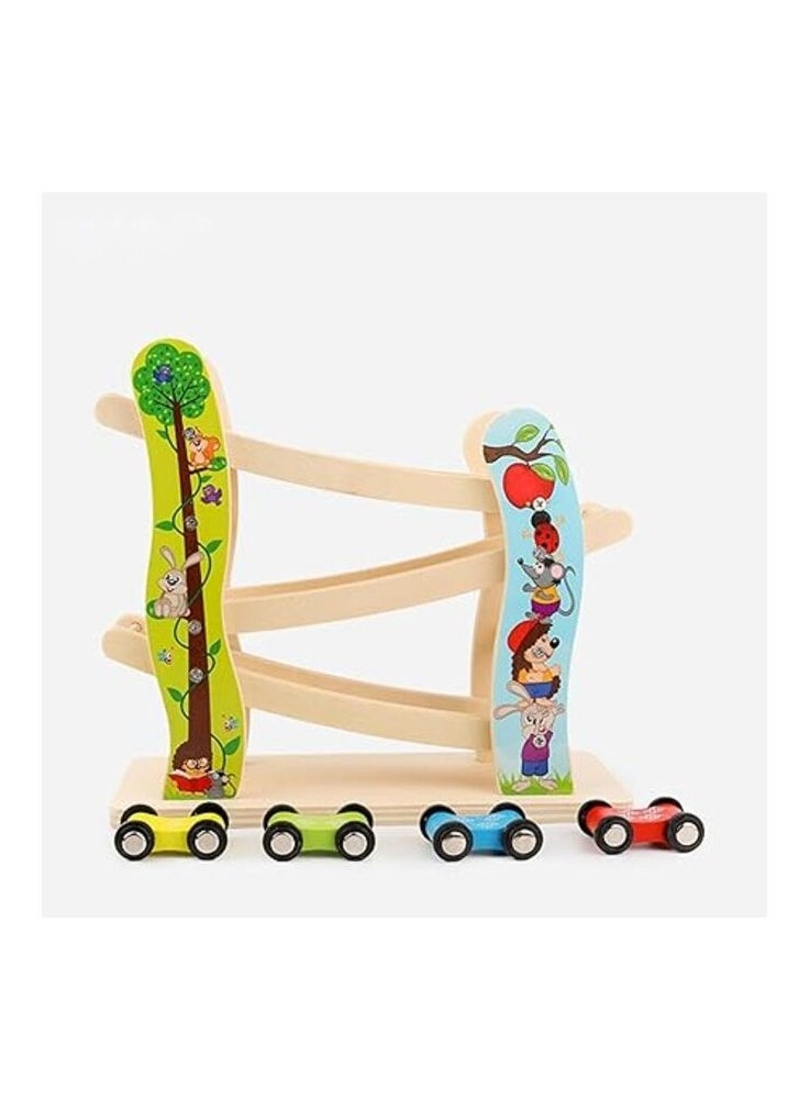 MIRFA Wooden Ramp Racer Track with 4 Mini Cars  - Image 2