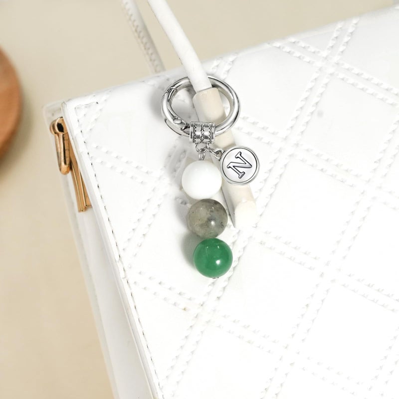 Nanafast Crystals Keychain Gift for New Beginnings, 12MM Healing Crystals Stones Keychain with Initial Charm-N - Image 5