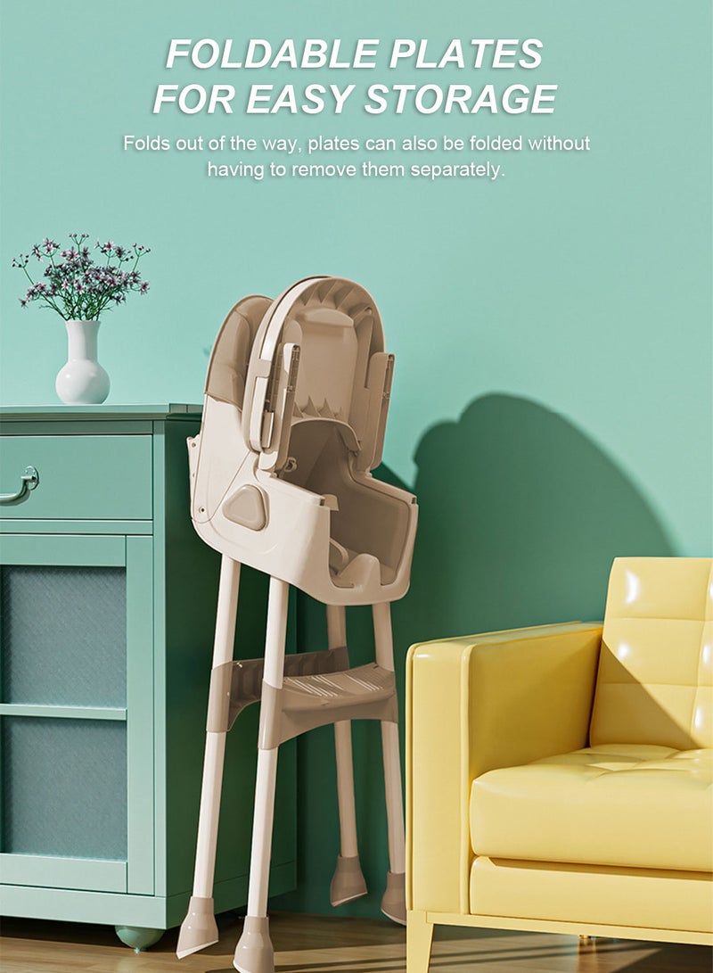 ما بيبي كرسي طعام للأطفال متعدد الوظائف قابل للتعديل والحمل، كرسي هزاز منزلي مع صندوق تخزين - Image 4