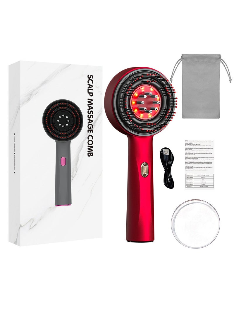 مشط تدليك كهربائي، علاج بالاهتزاز والضوء الأحمر، فرشاة تدليك فروة الرأس لنمو الشعر، موزع سائل مضاد لتساقط الشعر - Image 3