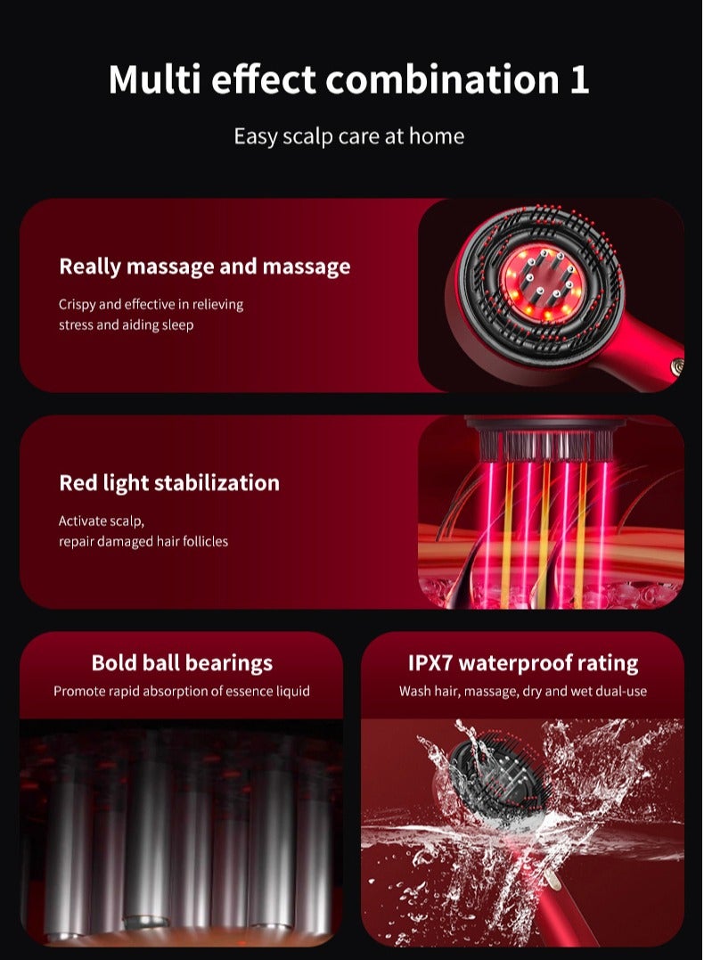 Electric Massage Comb, Vibration Red Light Therapy, Hair Growth Massage Scalp Brush Anti Hair Loss Liquid Oil Applicator