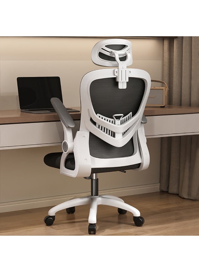 Generic Ergonomic Office Chair, Height and Headrest Adjustable Desk Chair with Lumbar Support and Wheels for Work, Study and Gaming, Swivel Computer Chair for Home and Office, V3 (White)  - Image 3