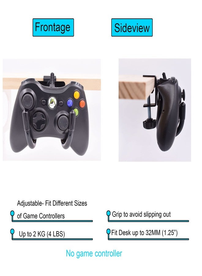 YYST Desk Mount Game Controller Holder Clamp On Hanger Holder Storage Rack Compatible With PS3/PS4/PS5/Xbox 360/Xbox One/S/X/Elite/Series S/Series X Controller, Pro Controller (2) - Image 4