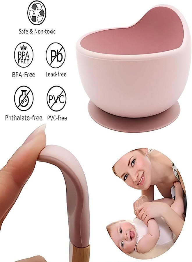 KAMROLLA Silicone Baby Bowl with Handle Spoon – BPA-Free, Non-Toxic, Unbreakable Feeding Bowl for Toddlers & Babies – Microwave & Dishwasher Safe (Pink) - Image 5