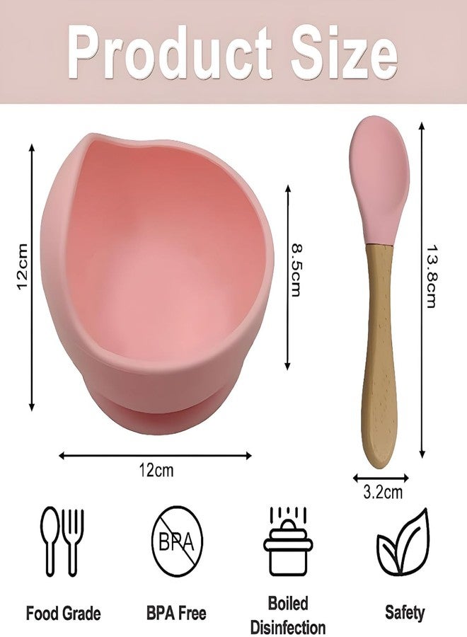 KAMROLLA Silicone Baby Bowl with Handle Spoon – BPA-Free, Non-Toxic, Unbreakable Feeding Bowl for Toddlers & Babies – Microwave & Dishwasher Safe (Pink) - Image 4