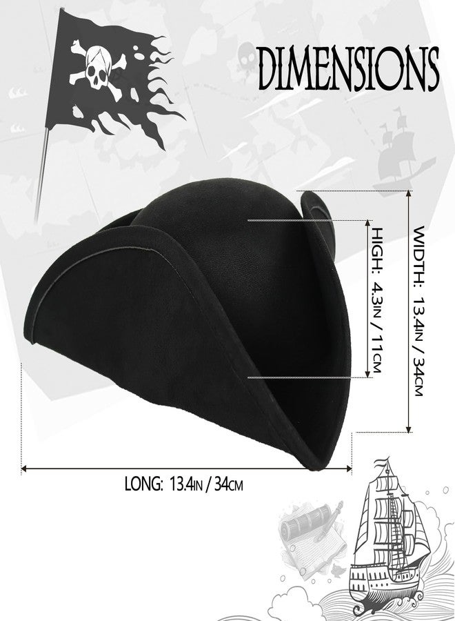 HOMELEX Adult Pirate Hat for Women Colonial Tricon Hat Halloween Costume Accessory (black) - Image 2