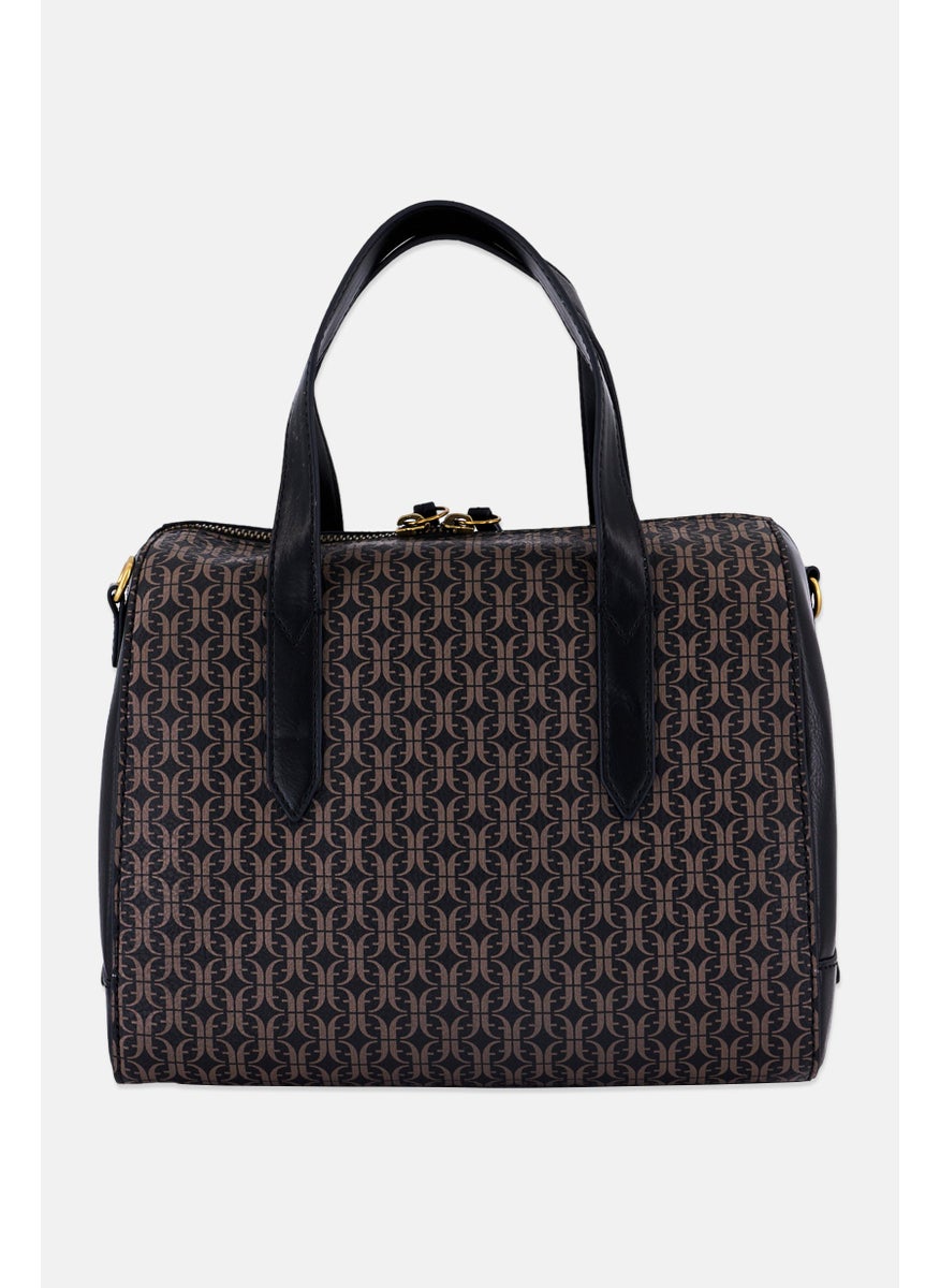 FOSSIL Women Monogram Satchel Bag 21 H x 25,5 L x 14 W cm, Black Combo  - Image 3