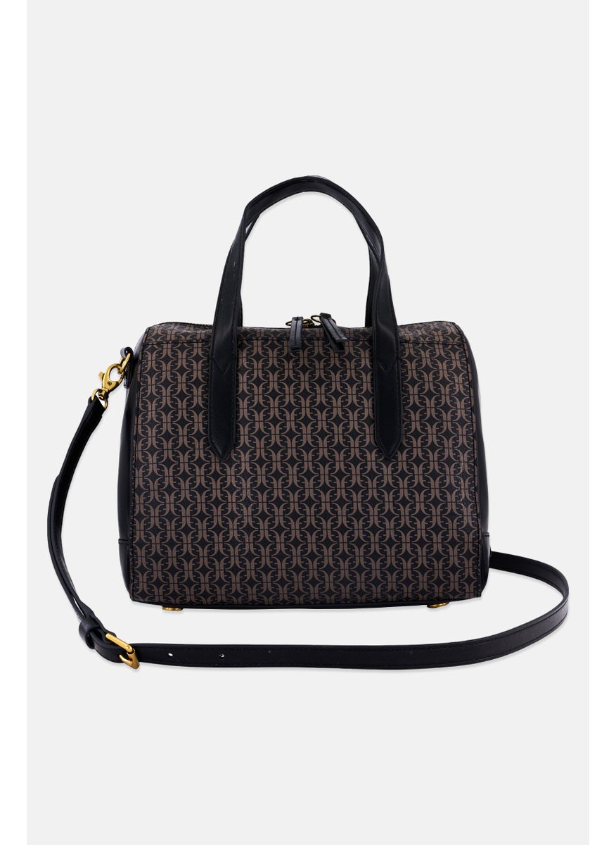 FOSSIL Women Monogram Satchel Bag 21 H x 25,5 L x 14 W cm, Black Combo  - Image 2