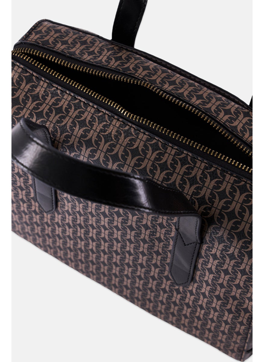 FOSSIL Women Monogram Satchel Bag 21 H x 25,5 L x 14 W cm, Black Combo  - Image 4
