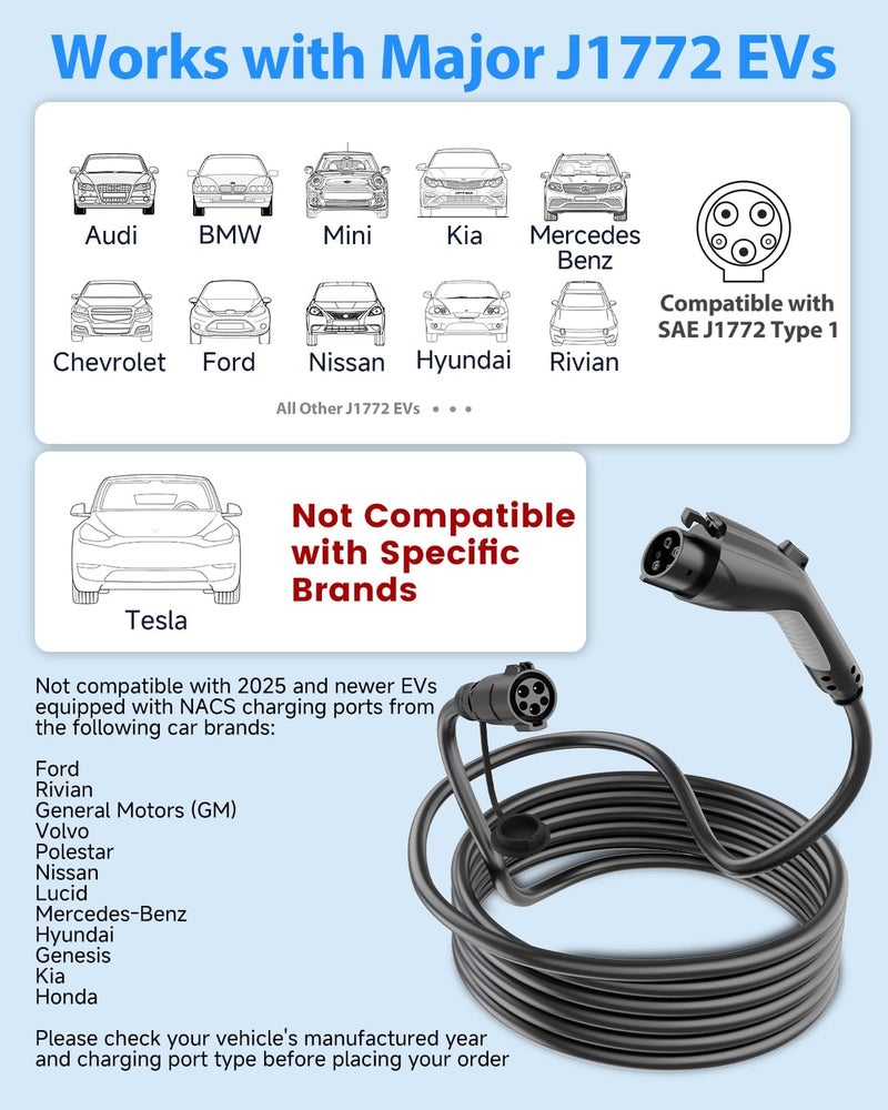 SEGUMA 21ft J1772 EV Extension Cable - 40Amp - Image 2