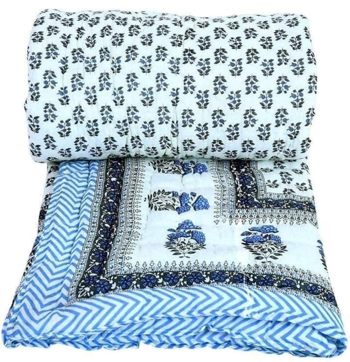 Ahnef Furnishing Single Bed Organic Cotton Jaipuri Razai Bed Blanket Ac Quilt for Winter Soft Light Weight Rajasthani Traditional Rajai Cotton Comforter WHAITE BUTI Single Bad  - Image 4