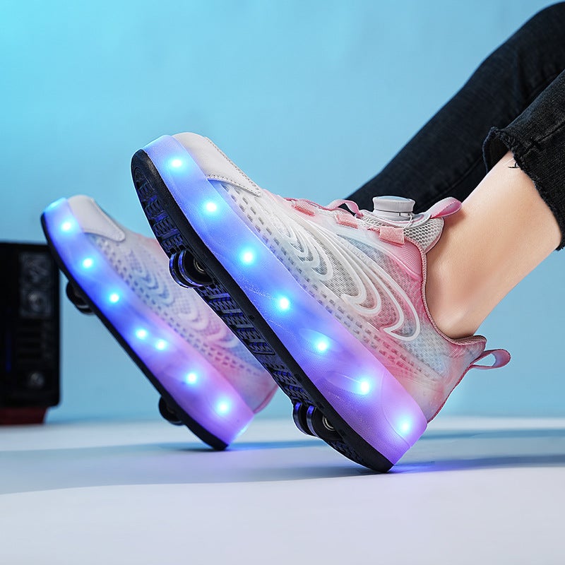 New Children Heelys Shoes Boys Double Wheel Girls Roller Skates Student Shoes With Wheels Mesh Breathable Summer - Image 3