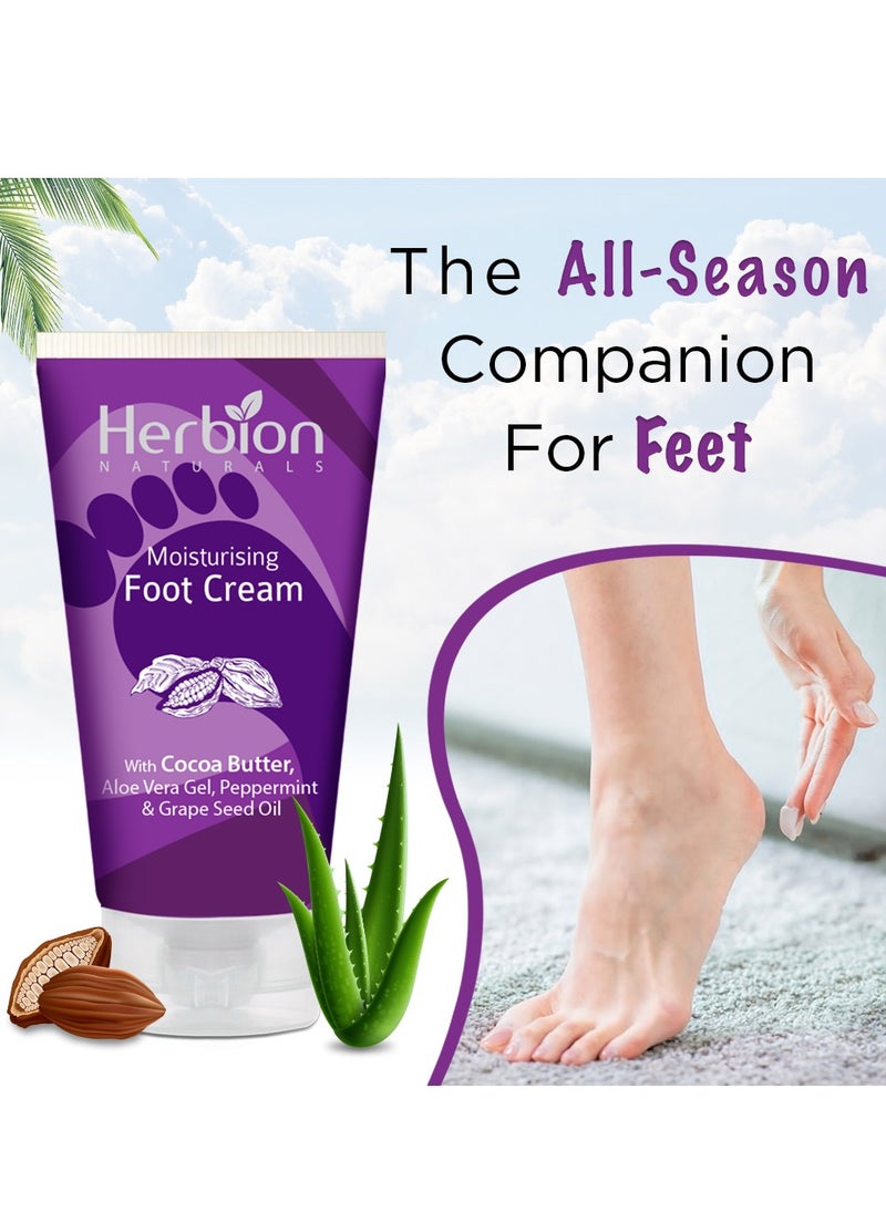 Herbion Naturals Herbion Naturals Moisturising Foot Cream with Cocoa Butter, Aloe Vera Gel, Peppermint Oil & Grape Seed Oil, for Noticeably Soft & Smooth Feet 100ml  - Image 5