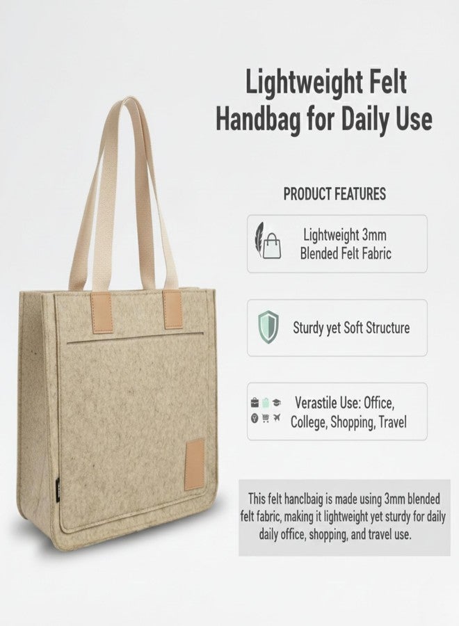 LASER ART Premium Felt Handbag for Women, Large Tote Bag with Inner Bottle Pocket, Eco-Friendly Felt Shoulder Bag (35×12×30cm) - Image 5