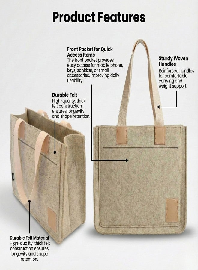 LASER ART Premium Felt Handbag for Women, Large Tote Bag with Inner Bottle Pocket, Eco-Friendly Felt Shoulder Bag (35×12×30cm) - Image 3