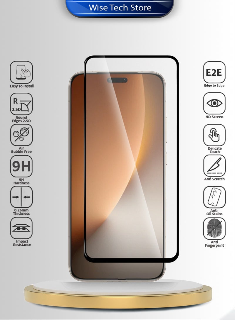 Wtech Honor Magic8 Pro 5G 2025 Premium E2E Series Full Glue Full Cover Tempered Glass Screen Protector (MSGECN) - Clear/Black - Image 2