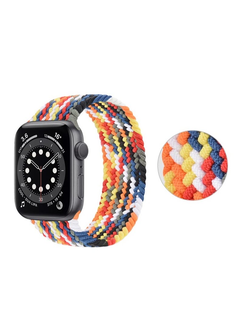 Single Braided Fabric Rubber Band 45 /42/44  for Apple Watch Series 1/2/3/4/5/6/7 (Size medium , Multi Color)