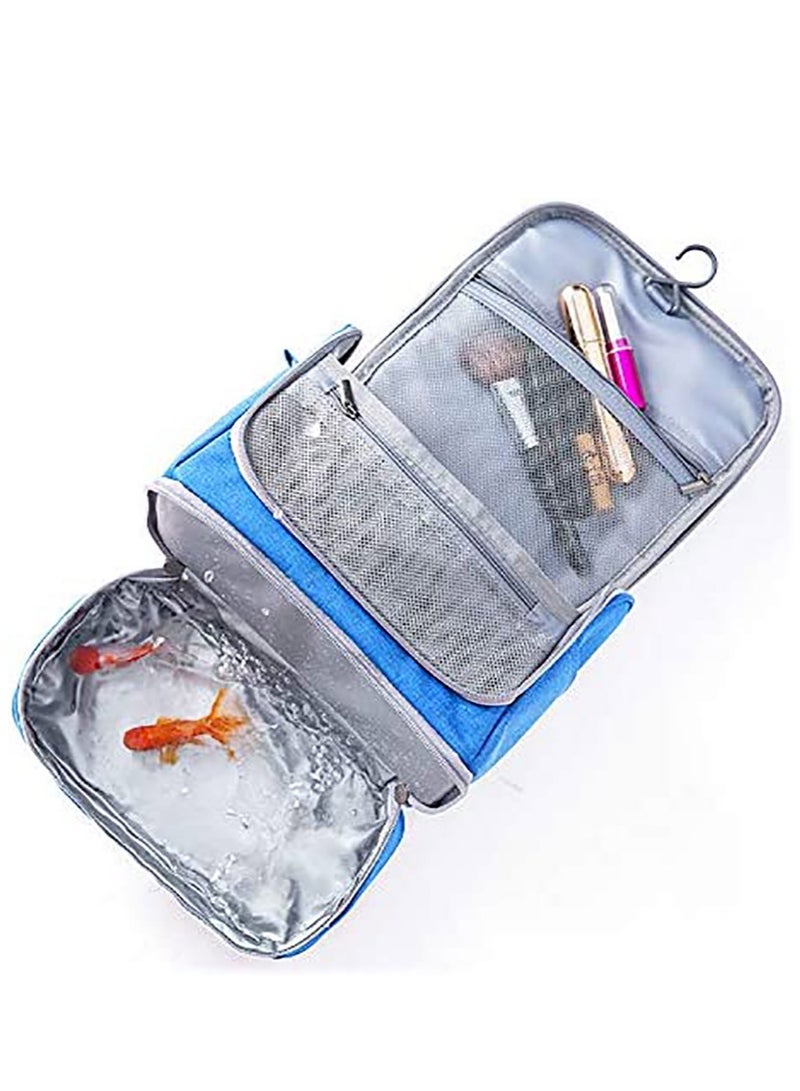 SOLARAE Make up Storage Bag Portable Makeup Bag with Hook and Handle Multifunctional Double Waterproof Makeup Organiser Unisex Dry and Wet Travel Toiletry Organizer Bag - Image 3