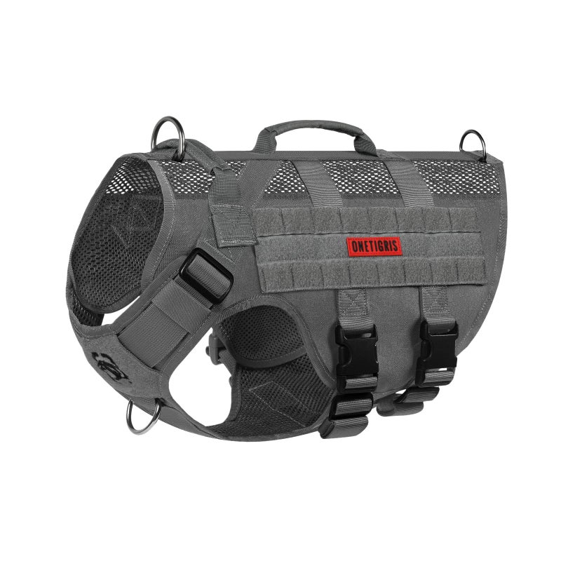 OneTigris Tactical Dog Harness for Medium Dogs No Pull Breathable Military Dog Molle Vests with Handles, Service Dogs Vest Harness for Walking Hiking Training - Image 1
