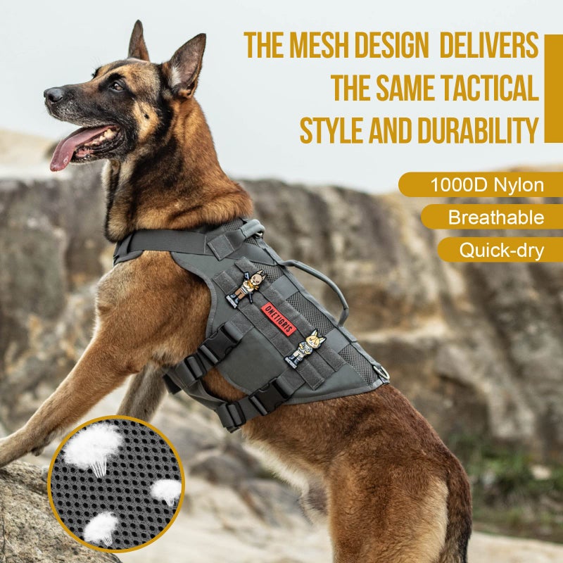 OneTigris Tactical Dog Harness for Medium Dogs No Pull Breathable Military Dog Molle Vests with Handles, Service Dogs Vest Harness for Walking Hiking Training - Image 2