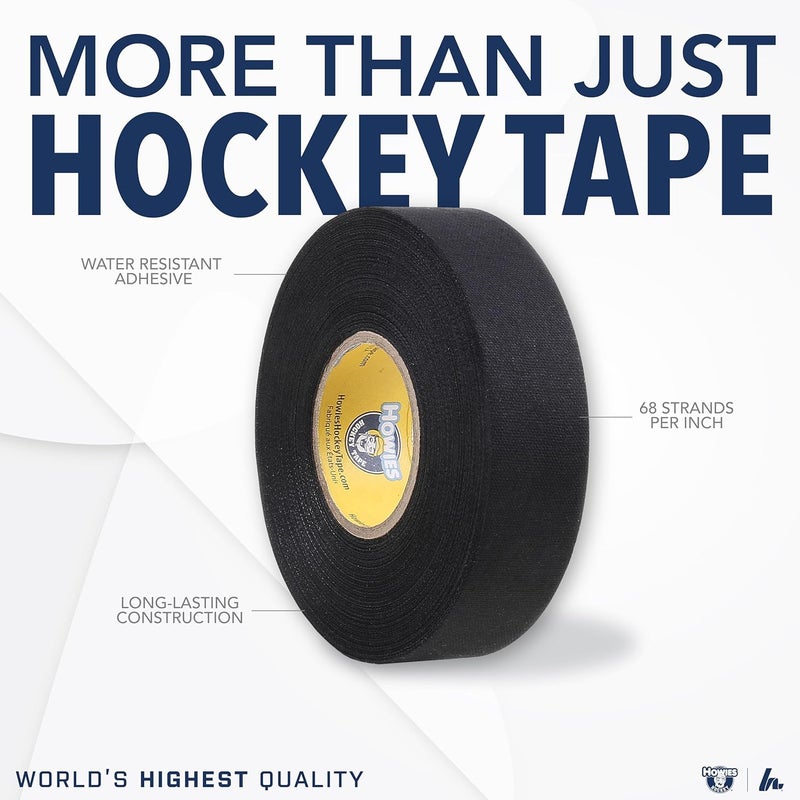 Howies Black Hockey Tape | 1" Black Cloth Stick & Bat Tape for Hockey, Lacrosse, Baseball, Sports | Multiple Pack Sizes | Strong Grip, Durable, Long-Lasting | Made in USA - Image 2