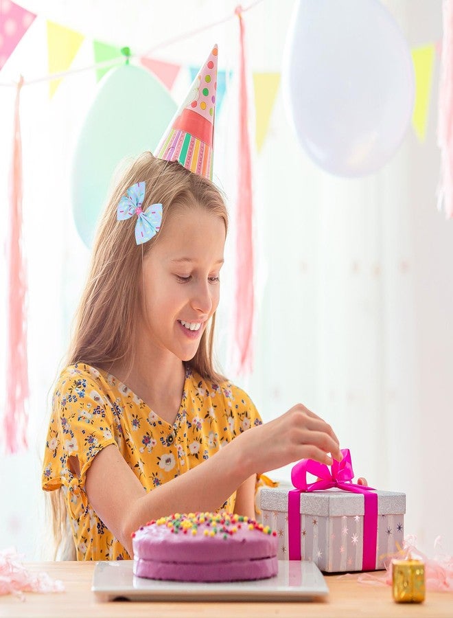 Whaline 4Pcs Ice Cream Sprinkles Bow Hair Clips Cake Donut Sprinkles Pink Cyan Ribbon Hair Bow Barrette Summer Dessert Theme Hairgrips for Women Birthday Party Supplies - Image 5