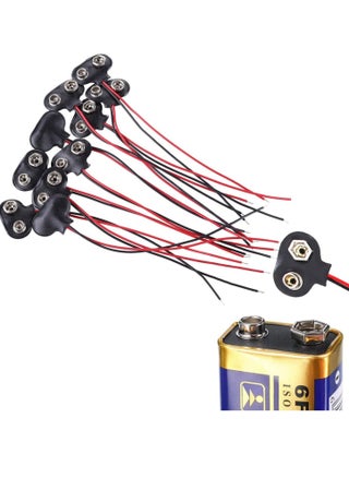 9V Battery Connector, T-Type 9 Volt Buckle  Hard, Leather Long Cable Housing Connection in Student Experiment, or Other Equipment with 9V, Shell Black Red (20 Pack) - pzsku/ZFCB5FB5898AEA6F7038BZ/45/_/1698736781/094fff86-e77a-495e-9fef-31dfdefe5b99