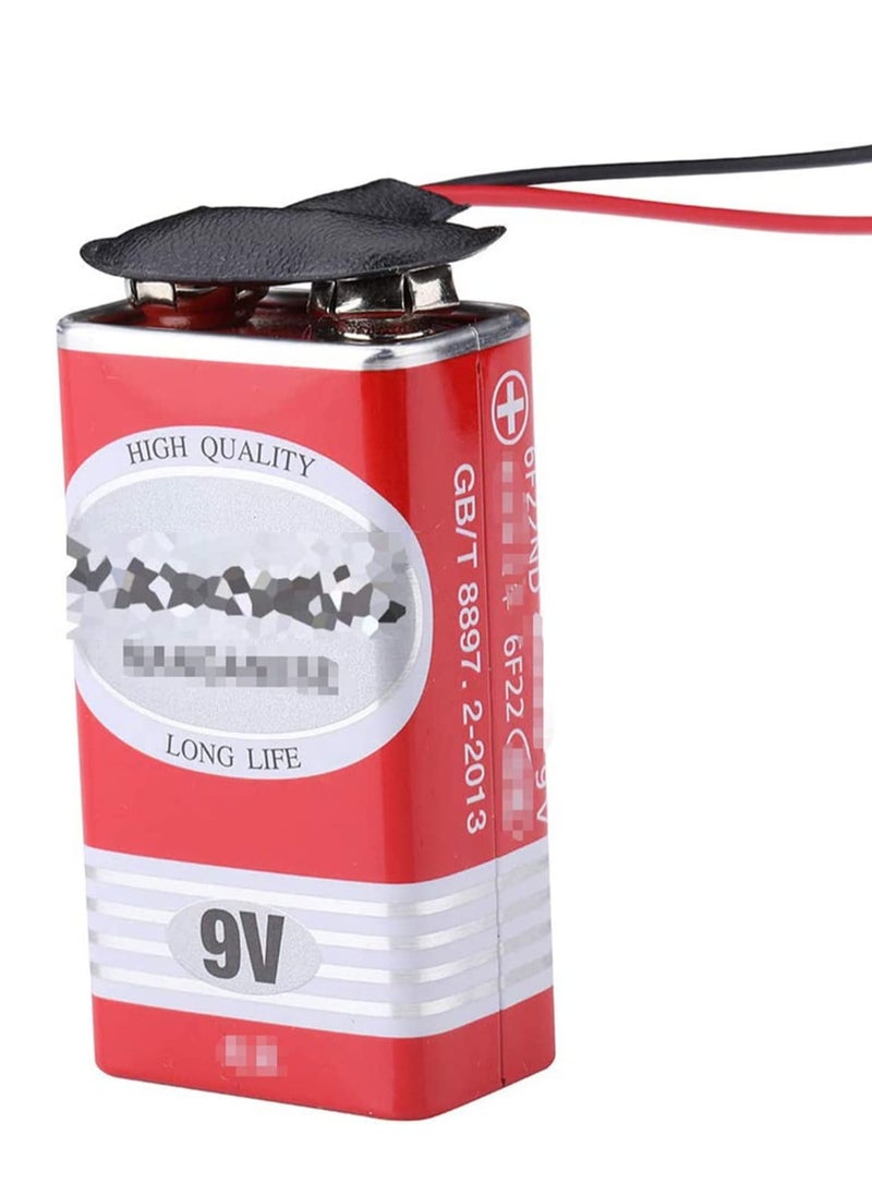 9V Battery Connector, T-Type 9 Volt Buckle  Hard, Leather Long Cable Housing Connection in Student Experiment, or Other Equipment with 9V, Shell Black Red (20 Pack)