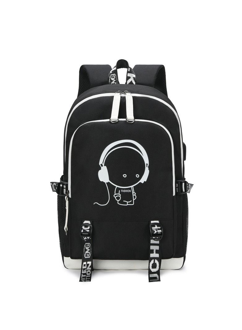 Summer Anime Casual School Backpack Black - Image 1