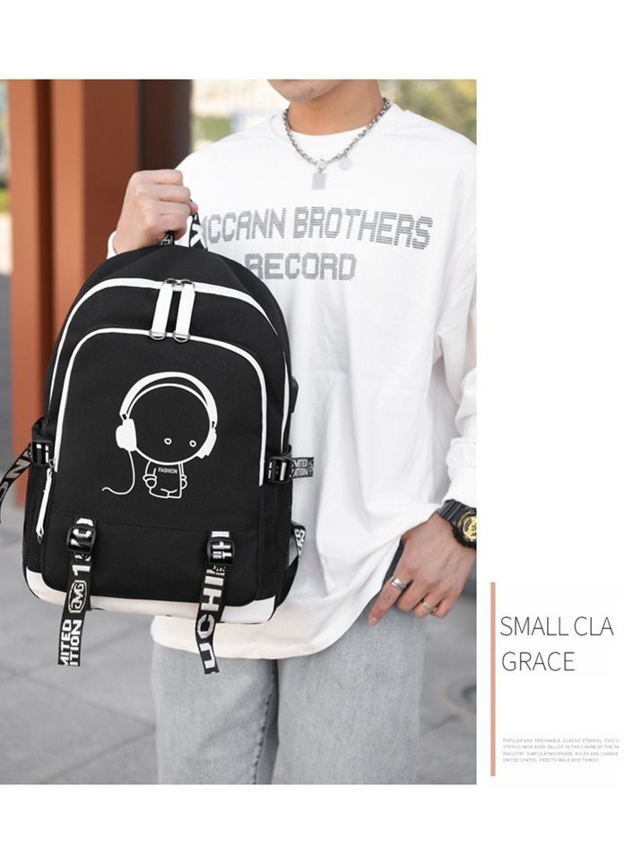 Summer Anime Casual School Backpack Black - Image 5