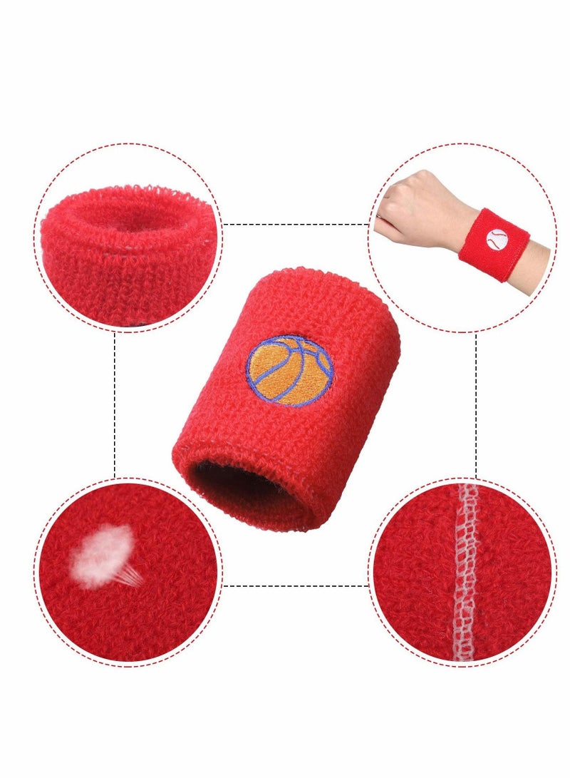 كابتن تيك Sports Wristbands for Kids, Colorful Wrist Sweatbands Cotton Terry Cloth with 6 Basketball Design School Students Teacher Party Birthday Favors (6 Colors 12 Pcs) - Image 5