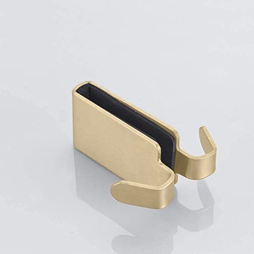 MOKIUER Double Hooks for Glass Shower Door, Towel Hooks Over The Bathroom Glass Wall 0.31-0.39in, Stainless Steel, Gold,2 Pack. - Image 3