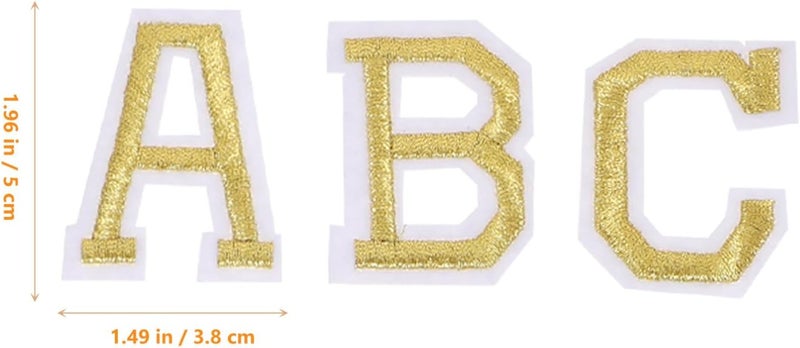 26 Pieces White Base Gold Letter Embroidered Patches Iron-on Clothes Repair Appliques for Uniforms Hats Jackets DIY Sewing Accessories - Image 2