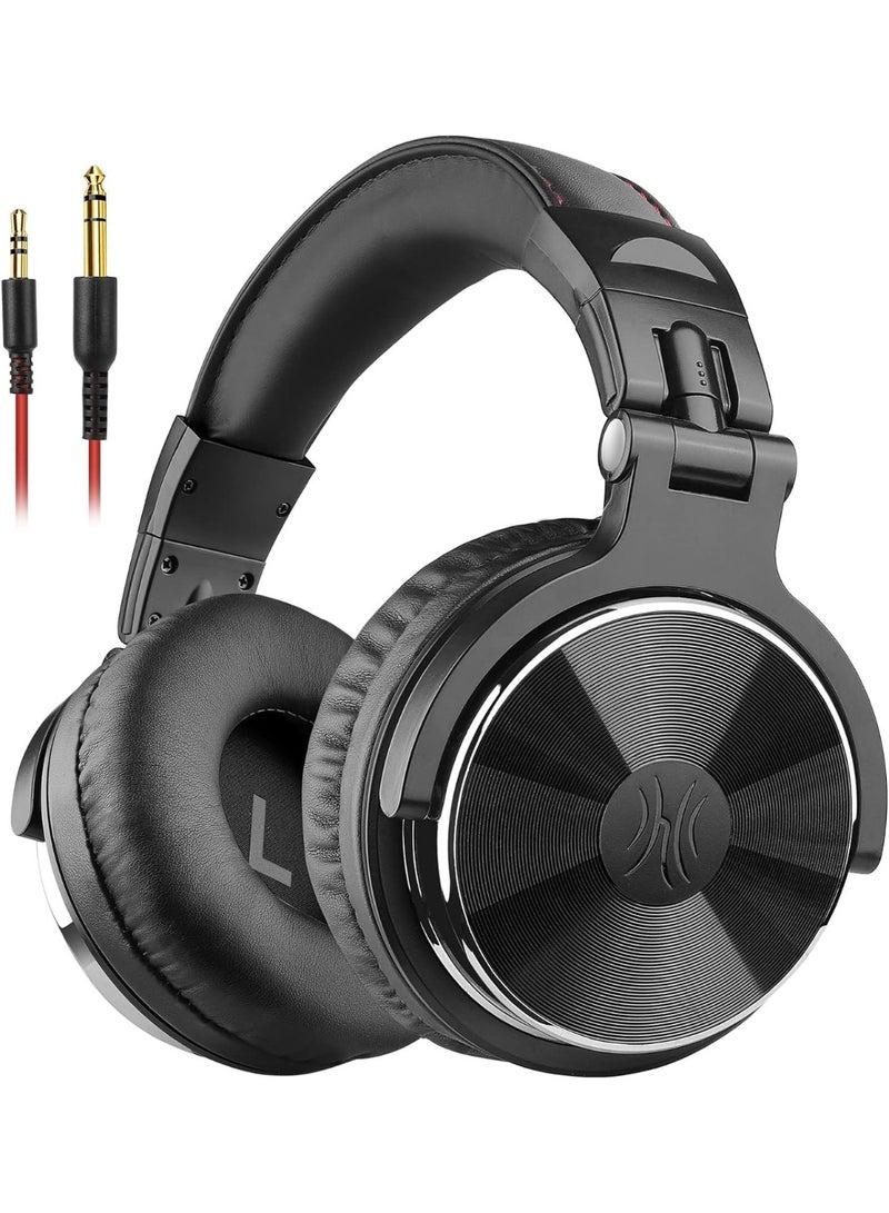 OneOdio Wired Over Ear Studio Monitor & DJ Headphones - Professional Stereo Headset with 50mm Neodymium Drivers, Dual 3.5mm & 6.35mm Audio Jacks for Recording, Podcasting, Mixing, Piano, Guitar, Amp & PC (Black) - Image 1