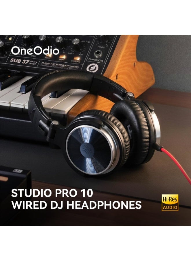 OneOdio Wired Over Ear Studio Monitor & DJ Headphones - Professional Stereo Headset with 50mm Neodymium Drivers, Dual 3.5mm & 6.35mm Audio Jacks for Recording, Podcasting, Mixing, Piano, Guitar, Amp & PC (Black) - Image 2